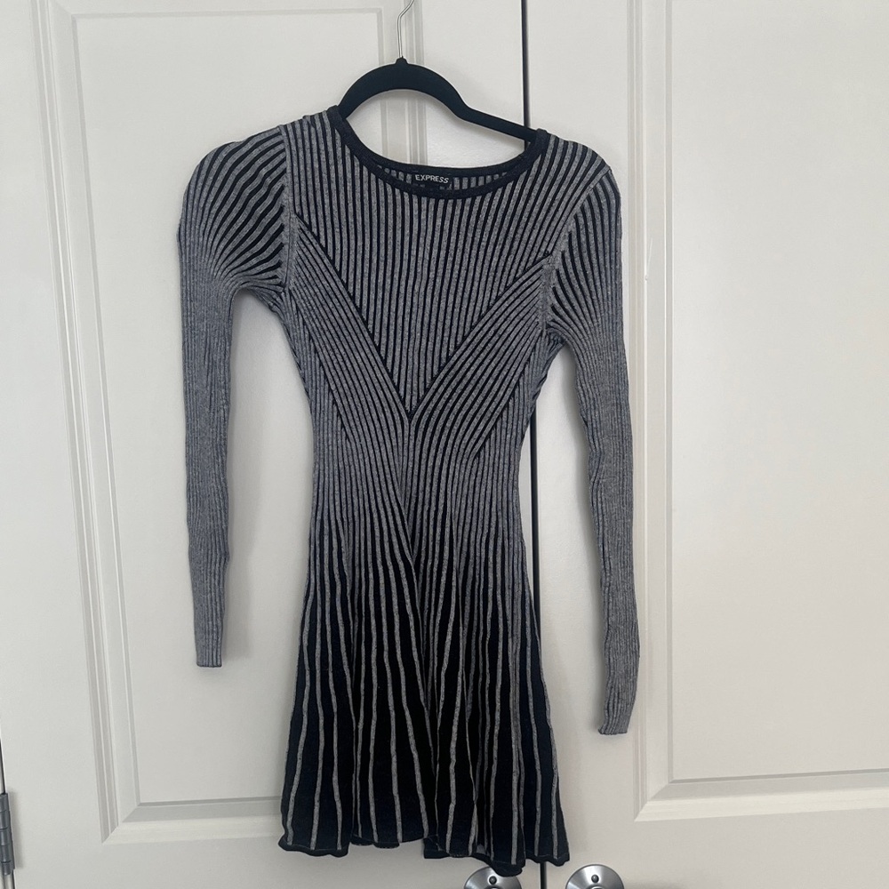 Express Black and Gray Long Sleeve Dress